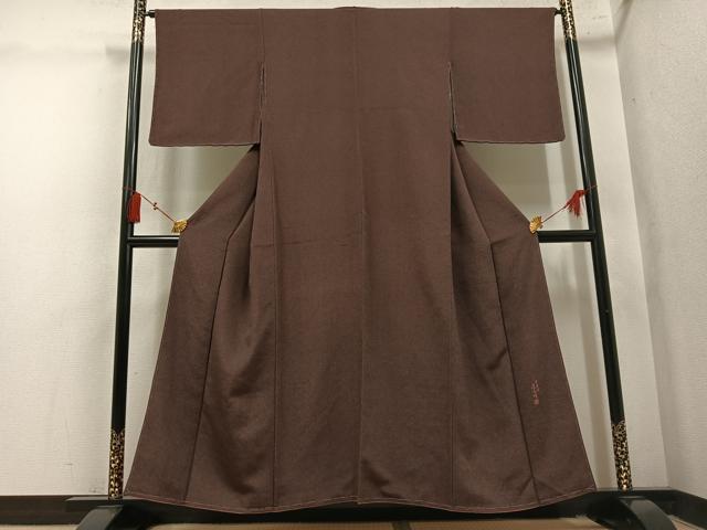 平和屋着物●江戸小紋 作家物 草木染 極小鮫小紋柄 正絹 逸品 未使用 AABM3251ph