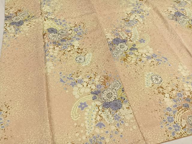 平和屋着物●伝統工芸士 辻井 小紋 辻が花 金彩 銀通し地 正絹 逸品 AABM3261ph