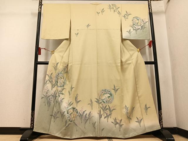 平和屋着物●訪問着 刺繍 草花文 暈し染め 金彩 正絹 逸品 AABM3267ph