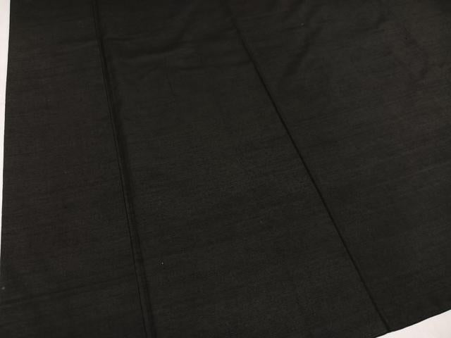 平和屋着物●上質な紬 色無地 黒色 正絹 逸品 AABM3268ph