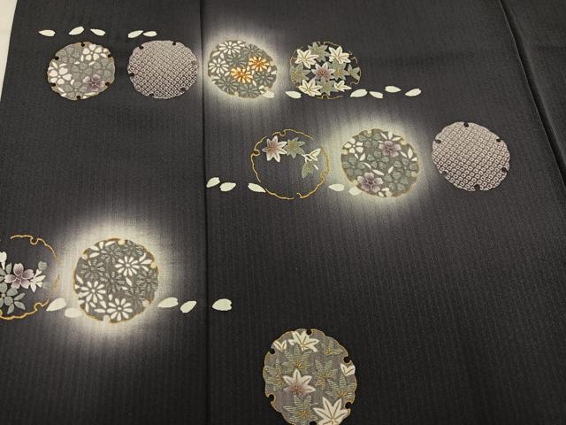平和屋着物●訪問着 駒刺繍 雪輪花文 暈し染め 金彩 正絹 逸品 AABM3272ph