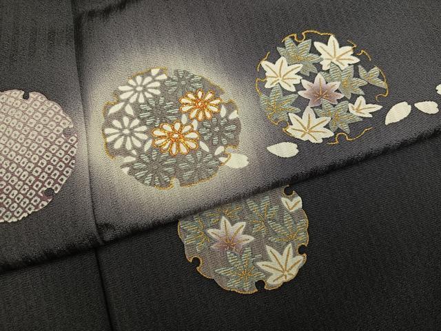 平和屋着物●訪問着 駒刺繍 雪輪花文 暈し染め 金彩 正絹 逸品 AABM3272ph