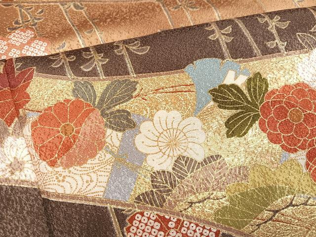 平和屋着物●豪華振袖 駒刺繍 草花文 暈し染め 金彩 正絹 逸品 AABM3275ph