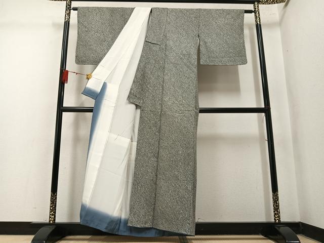 平和屋着物●大変加工の良い総絞り小紋 黒地 正絹 逸品 AABM3280ph