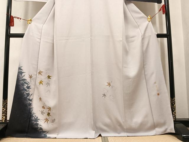 平和屋着物●訪問着 作家物 螺鈿 伝創座 舞葉文 丹後ちりめん 反端付き 正絹 逸品 AABM3284ph