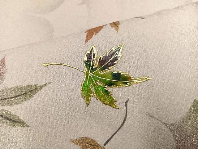 平和屋着物●訪問着 作家物 螺鈿 伝創座 舞葉文 丹後ちりめん 反端付き 正絹 逸品 AABM3284ph