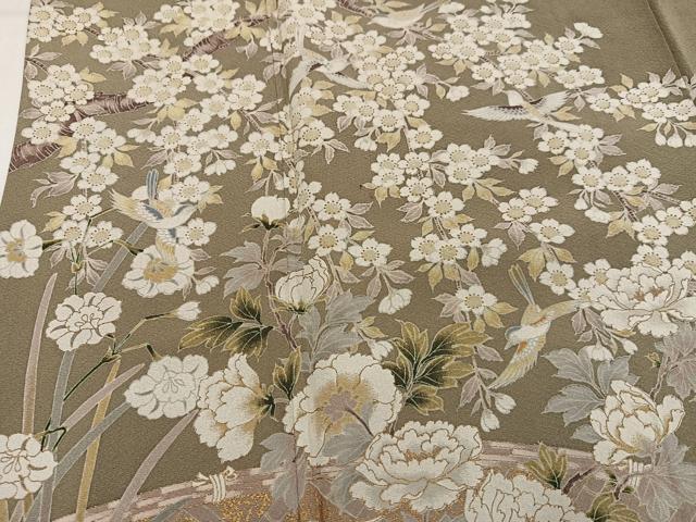 平和屋着物●訪問着 花鳥文 金彩 正絹 逸品 AABM3288ph