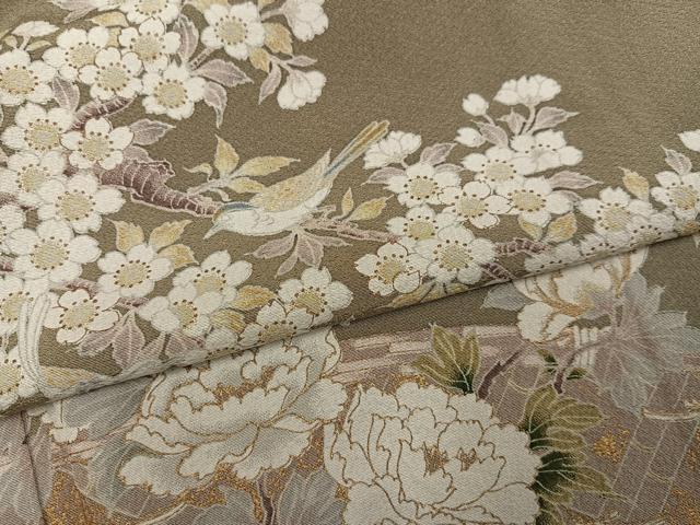 平和屋着物●訪問着 花鳥文 金彩 正絹 逸品 AABM3288ph
