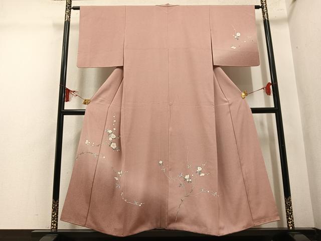 平和屋着物●訪問着 友禅 枝花文 暈し染め そごう扱い 正絹 逸品 AABM3296ph