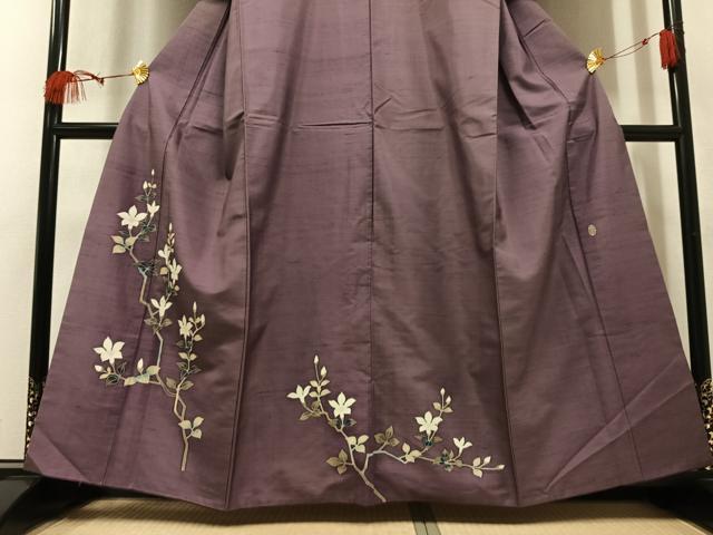 平和屋着物●本加賀友禅作家 能川光陽 色留訪問着 白山紬 枝花文 正絹 逸品 AABM3298ph