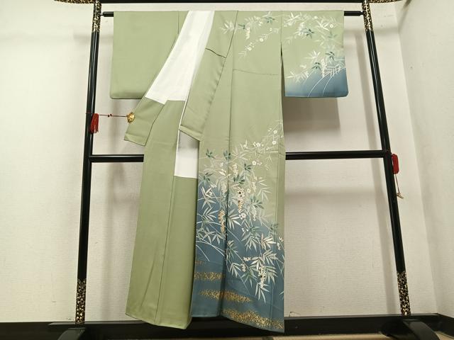 平和屋着物●訪問着 螺鈿 草木文 暈し染め 金彩 正絹 逸品 AABM3305ph
