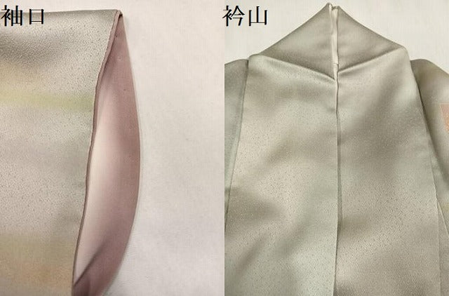 平和屋着物●人間国宝 福田喜三郎 訪問着 刺繍 色紙草花文 暈し染め 金彩 正絹 逸品 AABM3308ph