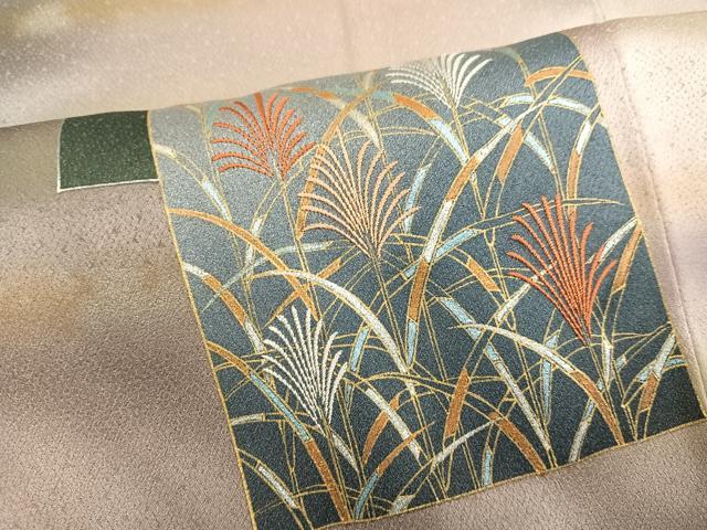 平和屋着物●人間国宝 福田喜三郎 訪問着 刺繍 色紙草花文 暈し染め 金彩 正絹 逸品 AABM3308ph