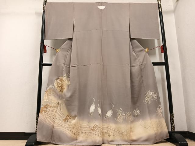 平和屋着物●豪華色留袖 駒刺繍 鶴亀浜松文 暈し染め 金銀彩 正絹 逸品 未使用 AABM3318ph
