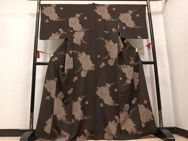 平和屋着物●上質な小紋 舞花文 正絹 逸品 AABM3319ph