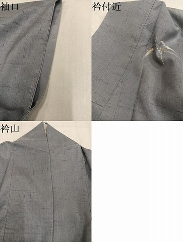 平和屋着物●訪問着 作家物 山口敬三 紬地 刺繍 ろうけつ染 雀 暈し染め 正絹 逸品 AABM3320ph