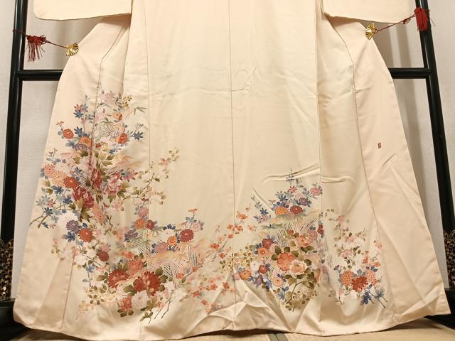 平和屋着物●訪問着 友禅 作家物 草花文 正絹 逸品 AABM3321ph