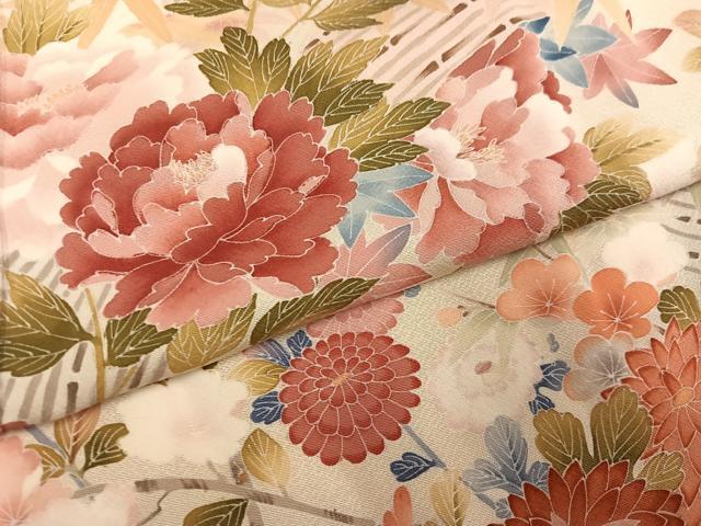 平和屋着物●訪問着 友禅 作家物 草花文 正絹 逸品 AABM3321ph