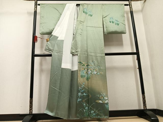 平和屋着物●訪問着 草花文 暈し染め 金彩 正絹 逸品 AABM3324ph