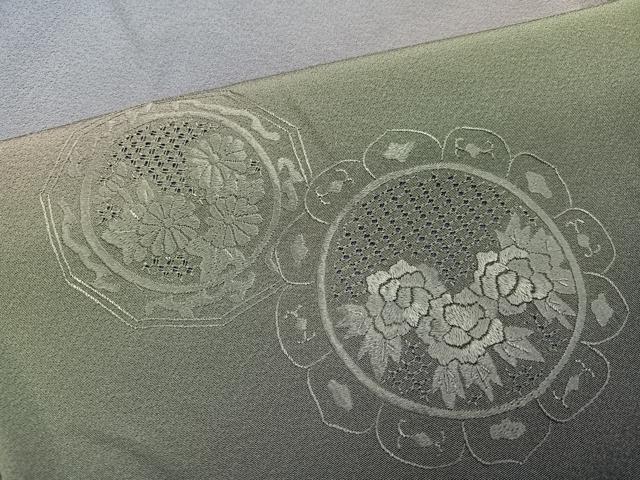平和屋着物●中国三大刺繍 スワトウ刺繍 汕頭刺繍 総刺繍 訪問着 草花文 暈し染め 正絹 逸品 AABM3326ph