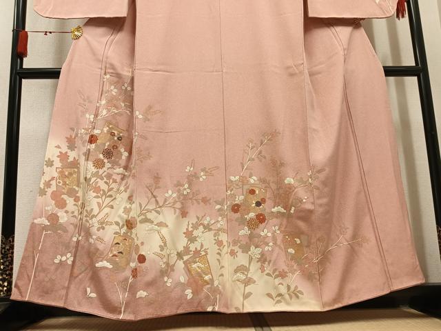 平和屋着物●訪問着 色紙枝花文 暈し染め 金彩 正絹 逸品 未使用 AABM3345ph