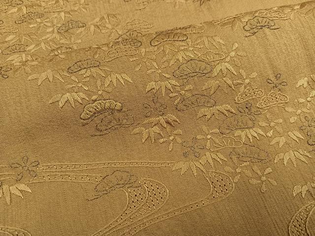平和屋着物●中国三大刺繍 スワトウ刺繍 汕頭刺繍 総刺繍 訪問着 笠松文 銀糸 正絹 逸品 AABM3348ph