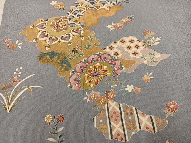 平和屋着物●訪問着 駒刺繍 吉祥花文 金彩 正絹 逸品 AABM3351ph