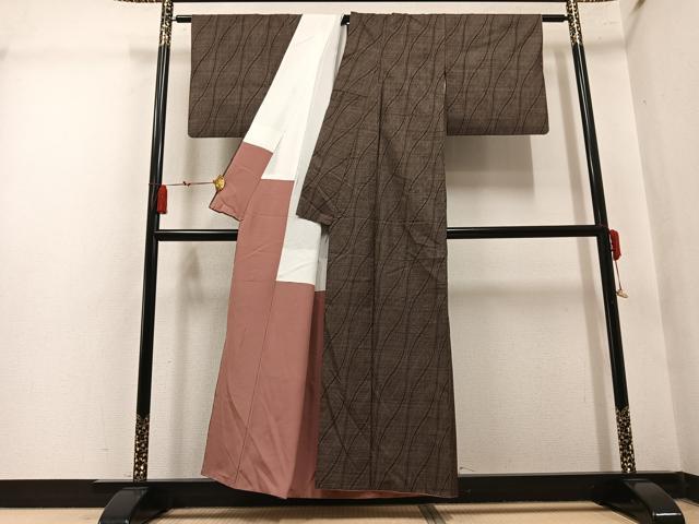 平和屋着物●本場大島紬 9マルキ 流水文 正絹 逸品 AABM3357ph