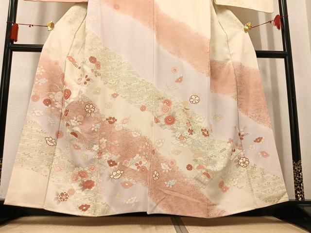 平和屋着物●訪問着 花筏文 暈し染め 金彩 正絹 逸品 AABM3360ph