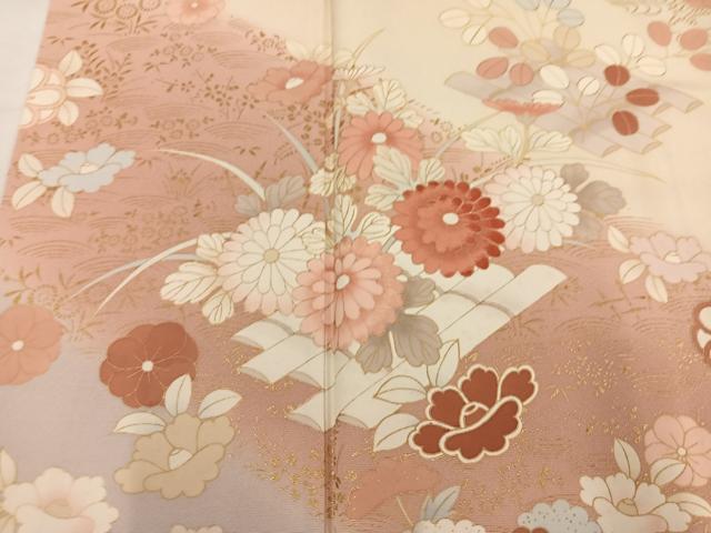 平和屋着物●訪問着 花筏文 暈し染め 金彩 正絹 逸品 AABM3360ph
