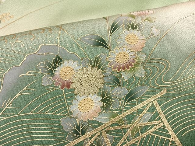 平和屋着物●訪問着 草花文 暈し染め 金銀彩 正絹 逸品 AABM3362ph