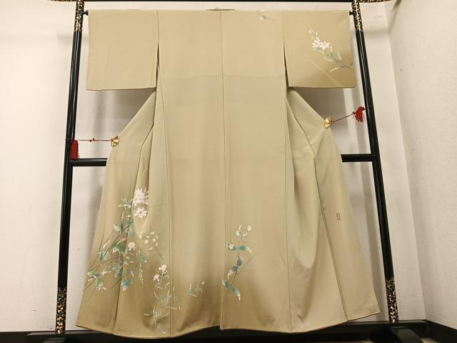 平和屋着物●訪問着 友禅 作家物 枝花文 暈し染め 正絹 逸品 AABM3363ph