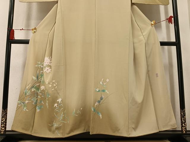平和屋着物●訪問着 友禅 作家物 枝花文 暈し染め 正絹 逸品 AABM3363ph