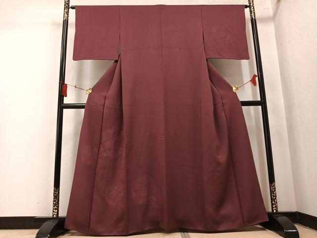 平和屋着物●無地絵羽訪問着 色無地 草花文 栗皮茶色 正絹 逸品 AABM3369ph