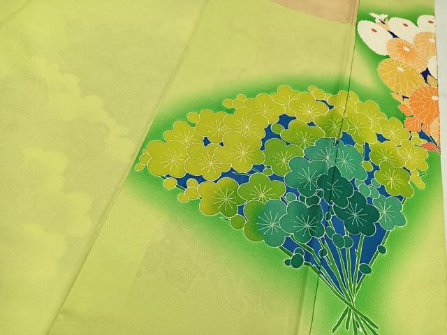 平和屋着物●豪華振袖 駒刺繍 草花宝尽くし 暈し染め 金彩 正絹 逸品 AABM3385ph