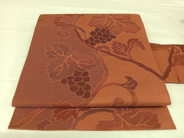 平和屋着物◎本場筑前博多織 八寸名古屋帯 葡萄唐草文 正絹 逸品 AABM3401dk
