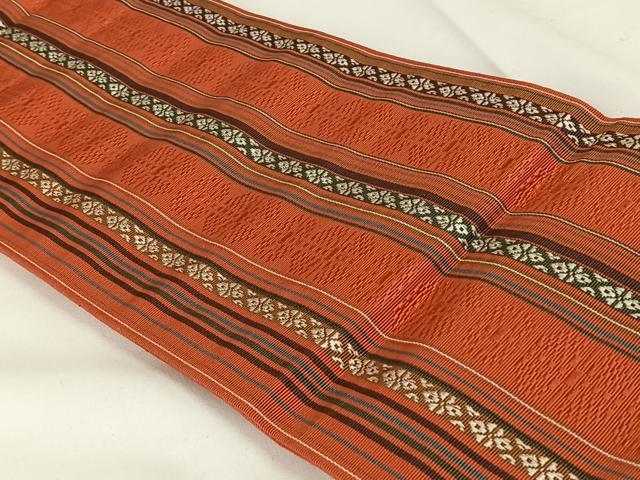 平和屋着物◎本場筑前博多織 半幅帯 間道 正絹 逸品 AABM3416dk