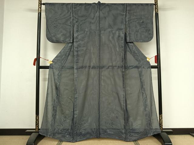 平和屋着物▽訪問着 無双 紗袷 紗×紗 手描き 草花文 金銀彩 正絹 逸品 AABM3512jh