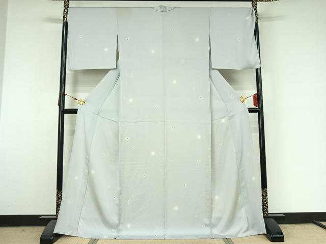 平和屋着物▽上質な小紋 単衣 幾何学文様 蛍暈し ロング丈 正絹 逸品 AABM3590jh