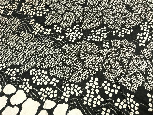 平和屋着物●訪問着 総絞り 草花文 黒地 正絹 逸品 AABM3696fy