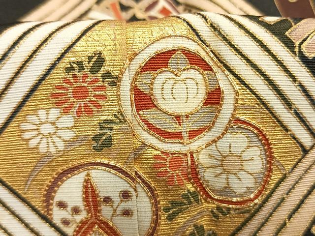 平和屋着物●訪問着 駒刺繍 宝尽くし花文 黒地 金彩 三越扱い 正絹 逸品 AABM3697fy