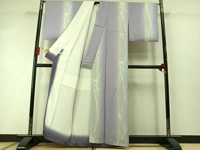 平和屋着物●上質な小紋 笹竹文 暈し染め 正絹 逸品 AABM3704fy