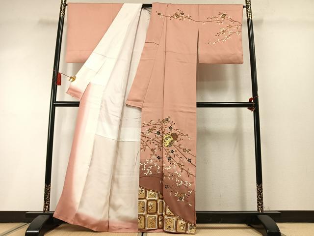 平和屋着物●螺鈿作家 甲斐泰造 訪問着 螺鈿 雪輪花文 暈し染め 金銀彩 正絹 逸品 AABM3715fy