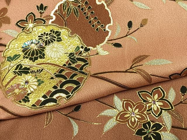 平和屋着物●螺鈿作家 甲斐泰造 訪問着 螺鈿 雪輪花文 暈し染め 金銀彩 正絹 逸品 AABM3715fy