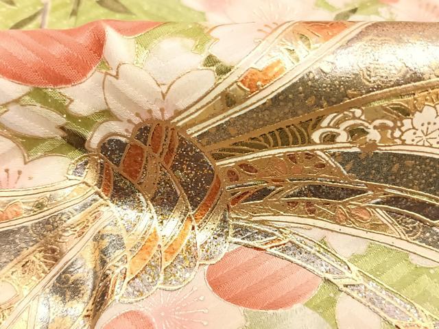 平和屋着物●ブライダルファッションデザイナー・桂由美 振袖 束ね熨斗花文 暈し染め 金銀彩 やまと誂製 正絹 逸品 AABM3725fy