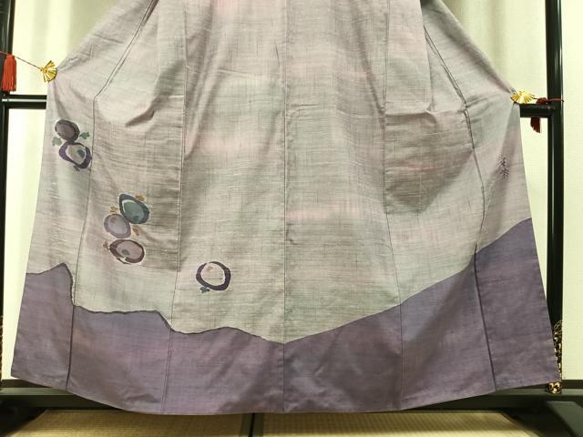 平和屋着物●西陣 宮階織物 宮繍苑 里葉 色留袖 紬地 万寿菊 正絹 逸品 AABM3730fy