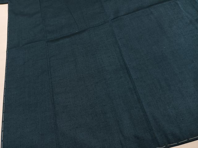 平和屋着物●男性 紬 アンサンブル 色無地 藍色 正絹 逸品 AABM3732fy