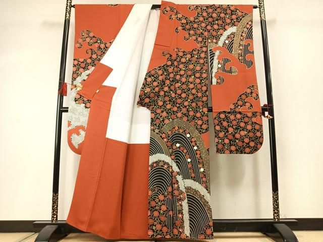 平和屋着物●豪華振袖 刺繍 花唐草文 金彩 正絹 逸品 AABM3749fy