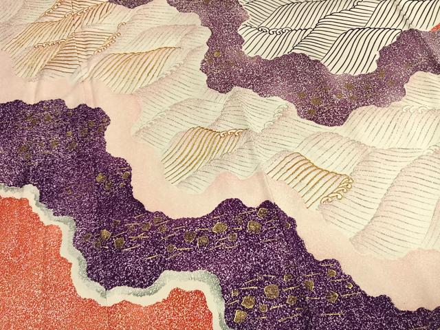 平和屋着物●豪華振袖 駒刺繍 立波文 金彩 正絹 逸品 AABM3752fy