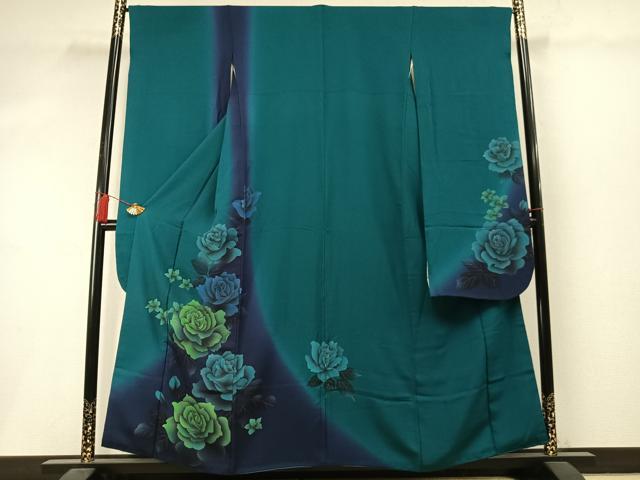 平和屋着物●豪華振袖 薔薇 暈し染め 正絹 逸品 AABM3761fy